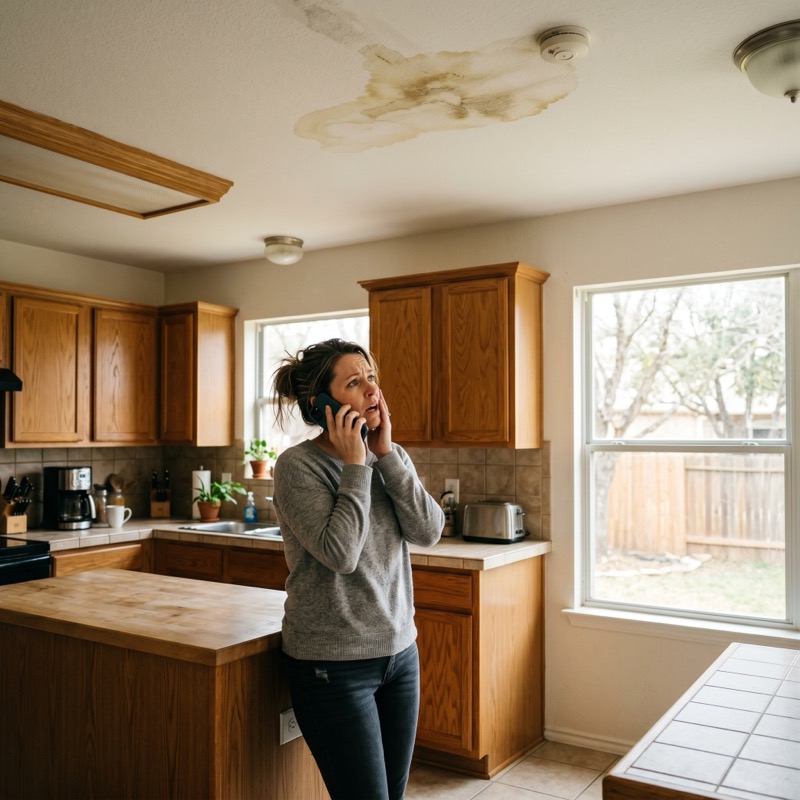 DFW homeowner calling an emergency plumber