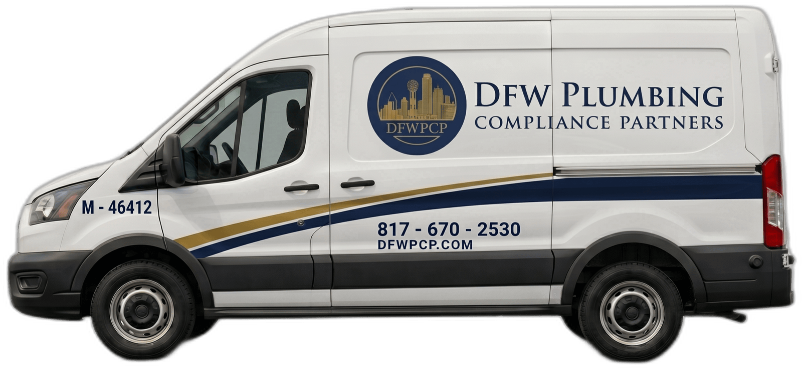 DFW Plumbing Compliance Partners branded service van — licensed Texas Master Plumber serving Fort Worth, Arlington, Mansfield and the Dallas–Fort Worth Metroplex